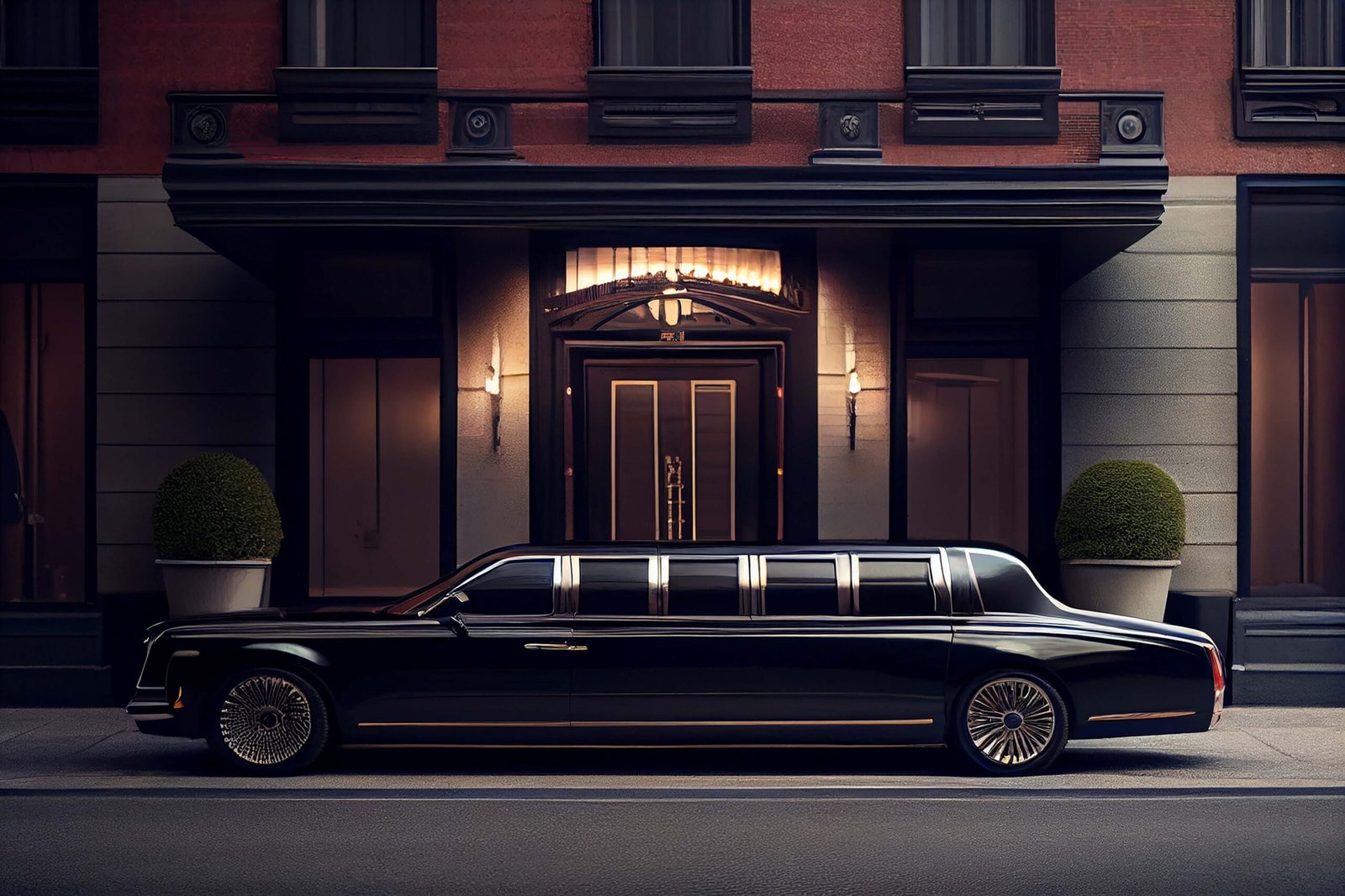 Luxury car parked outside elegant modern building ,generative AI
